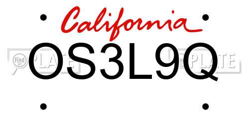 OS3L9Q California License Plate