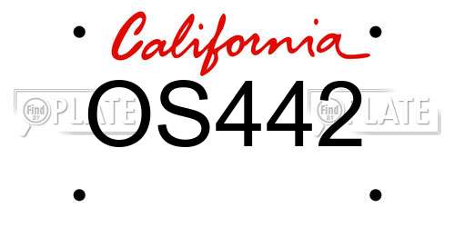 OS442 California License Plate