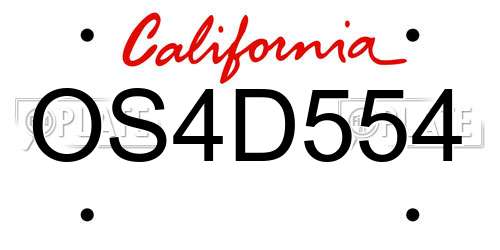 OS4D554 California License Plate