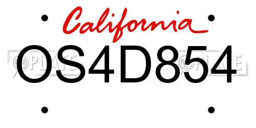 OS4D854 California License Plate