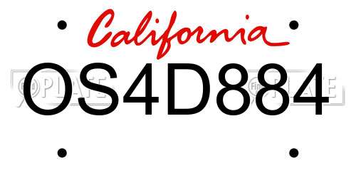 OS4D884 California License Plate