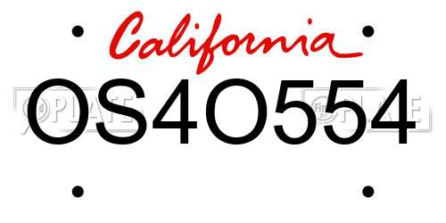OS4O554 California License Plate