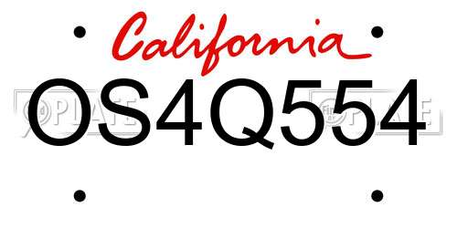 OS4Q554 California License Plate