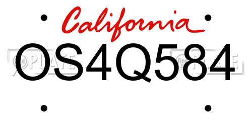 OS4Q584 California License Plate