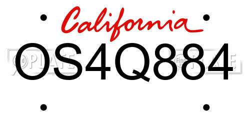 OS4Q884 California License Plate