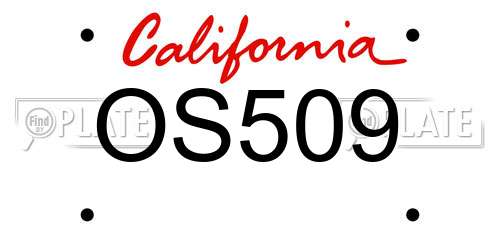OS509 California License Plate