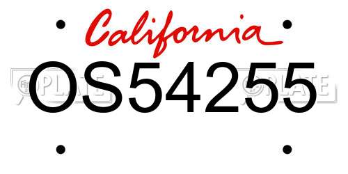 OS54255 California License Plate