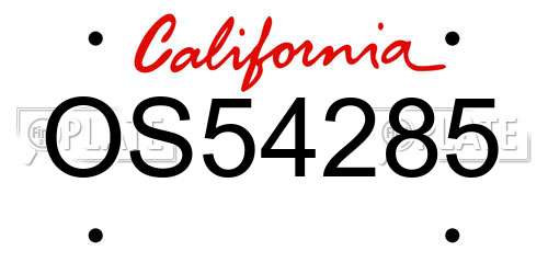 OS54285 California License Plate