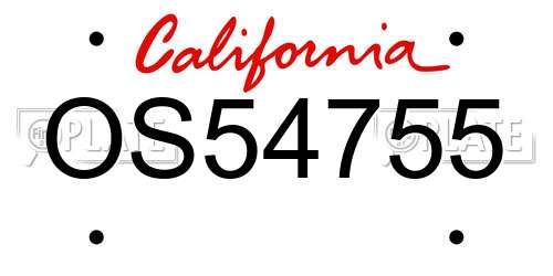 OS54755 California License Plate