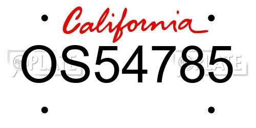 OS54785 California License Plate
