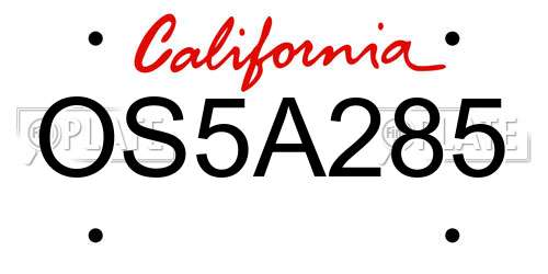 OS5A285 California License Plate