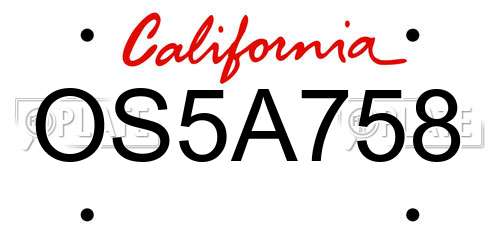 OS5A758 California License Plate