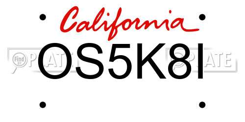 OS5K8I California License Plate