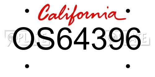 OS64396 California License Plate
