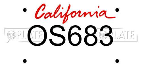 OS683 California License Plate