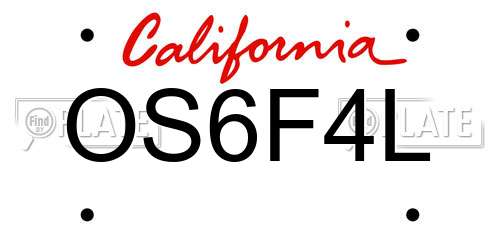 OS6F4L California License Plate