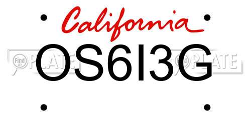 OS6I3G California License Plate