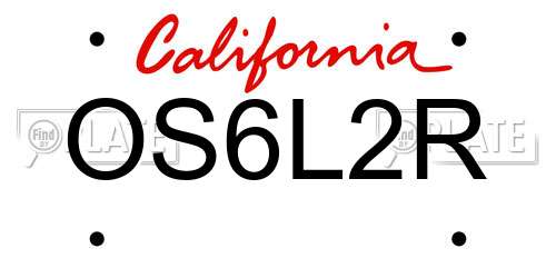 OS6L2R California License Plate