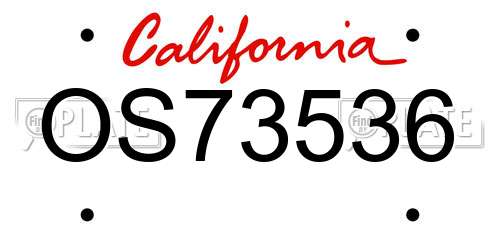 OS73536 California License Plate
