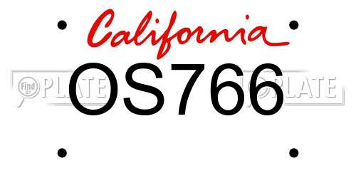 OS766 California License Plate