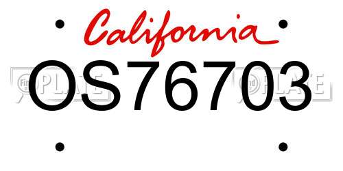 OS76703 California License Plate