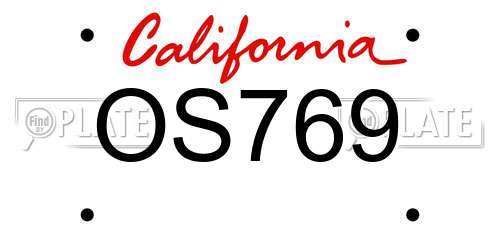 OS769 California License Plate