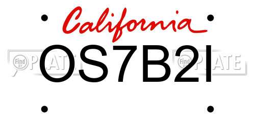 OS7B2I California License Plate