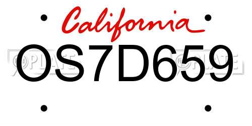 OS7D659 California License Plate