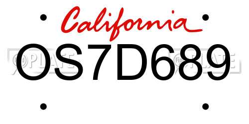 OS7D689 California License Plate