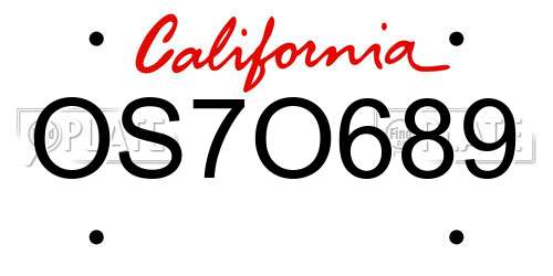 OS7O689 California License Plate