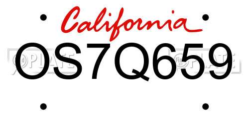 OS7Q659 California License Plate