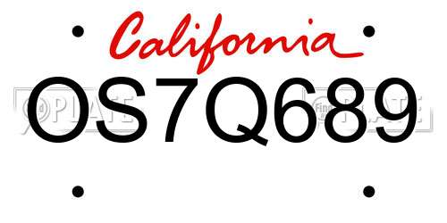 OS7Q689 California License Plate