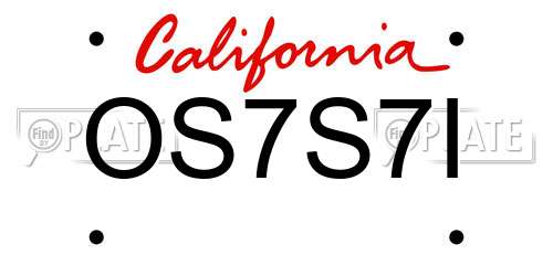 OS7S7I California License Plate