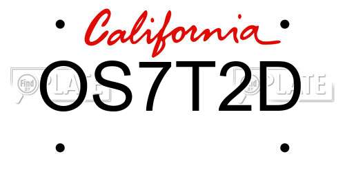 OS7T2D California License Plate