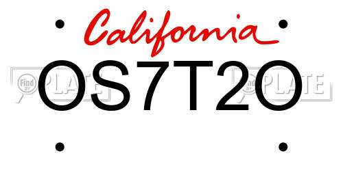 OS7T2O California License Plate