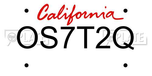 OS7T2Q California License Plate