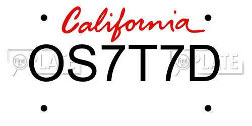 OS7T7D California License Plate
