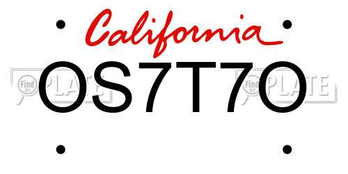 OS7T7O California License Plate