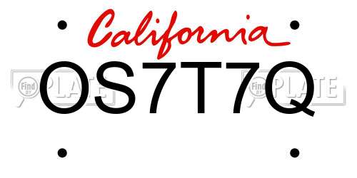 OS7T7Q California License Plate