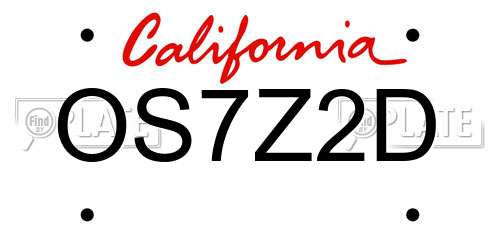 OS7Z2D California License Plate
