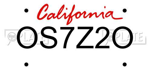 OS7Z2O California License Plate