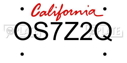 OS7Z2Q California License Plate