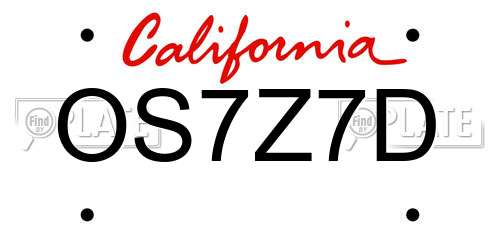 OS7Z7D California License Plate