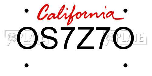 OS7Z7O California License Plate