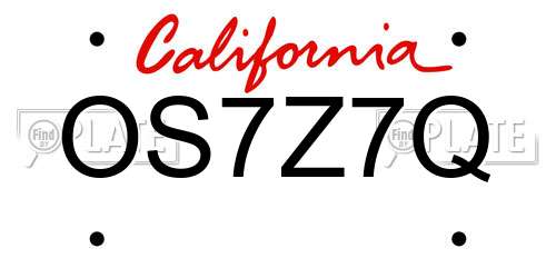 OS7Z7Q California License Plate