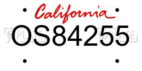 OS84255 California License Plate