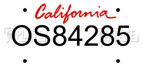 OS84285 California License Plate