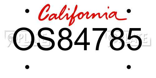 OS84785 California License Plate