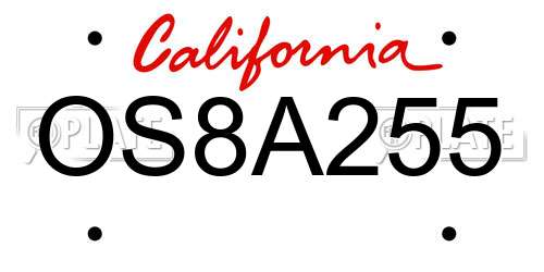 OS8A255 California License Plate