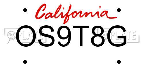 OS9T8G California License Plate